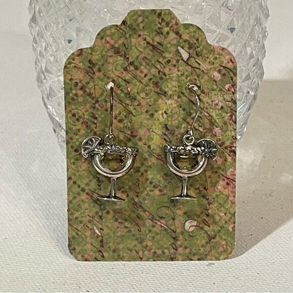 Margarita earrings sterling silver drop earrings with crystal/ stone margarita - Picture 3 of 9